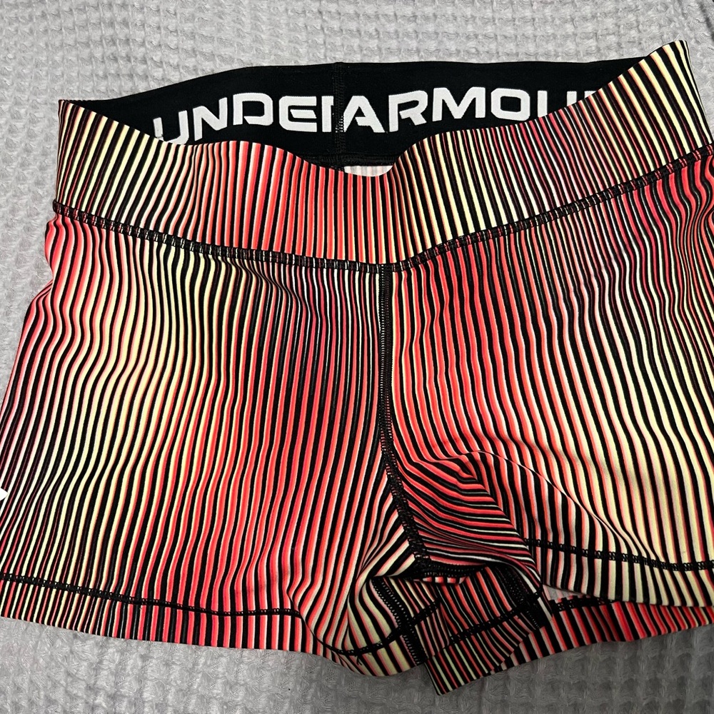 Under Armour Women's Athletic Shorts - Red and Black Stripes